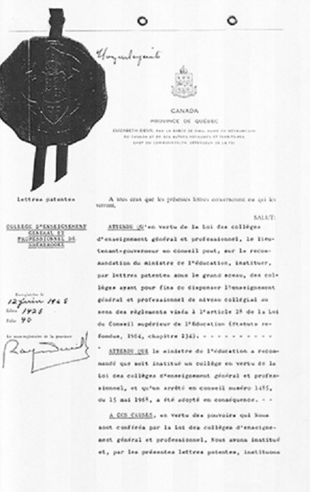 CdeS 1968 lettres patentes ligne