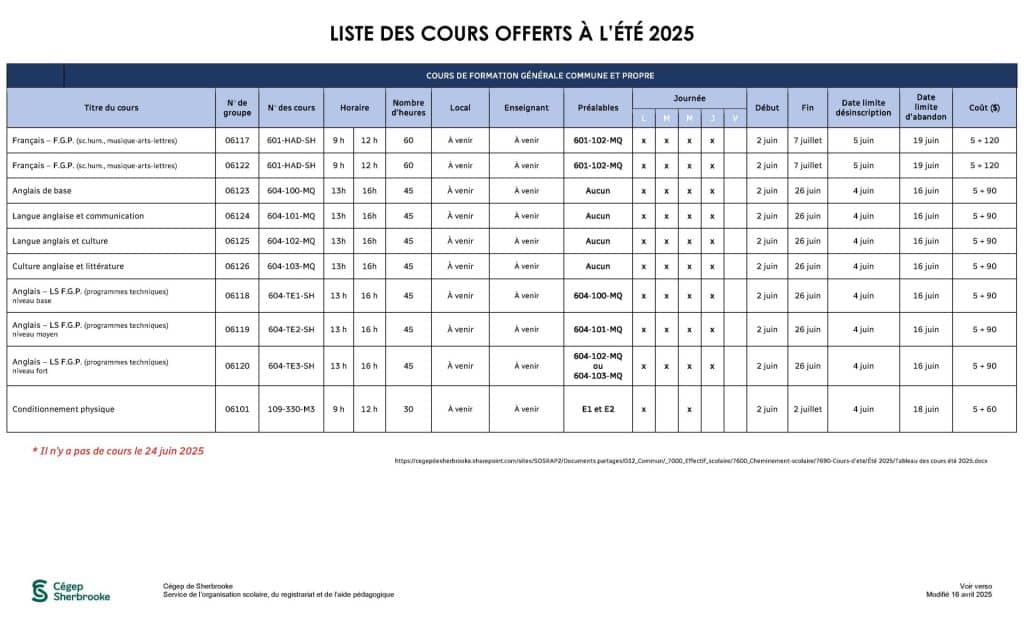 Tableau des cours ete 2025 etudiants Page 2